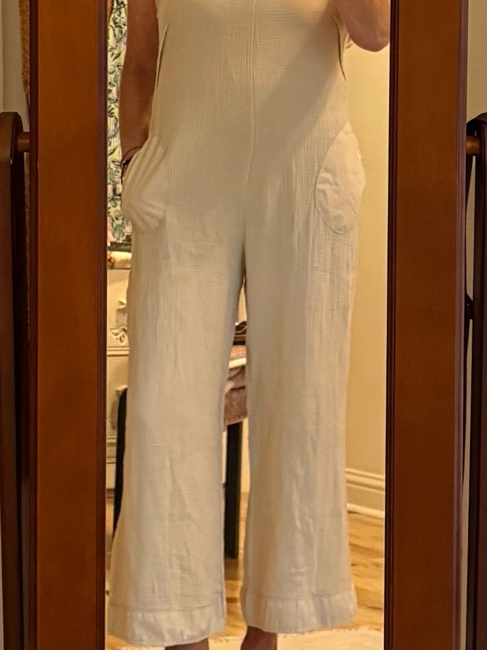 NWOT Zenana Outfitters Cream Wide-Leg Cotton Blend Jumpsuit - Picture 2 of 11